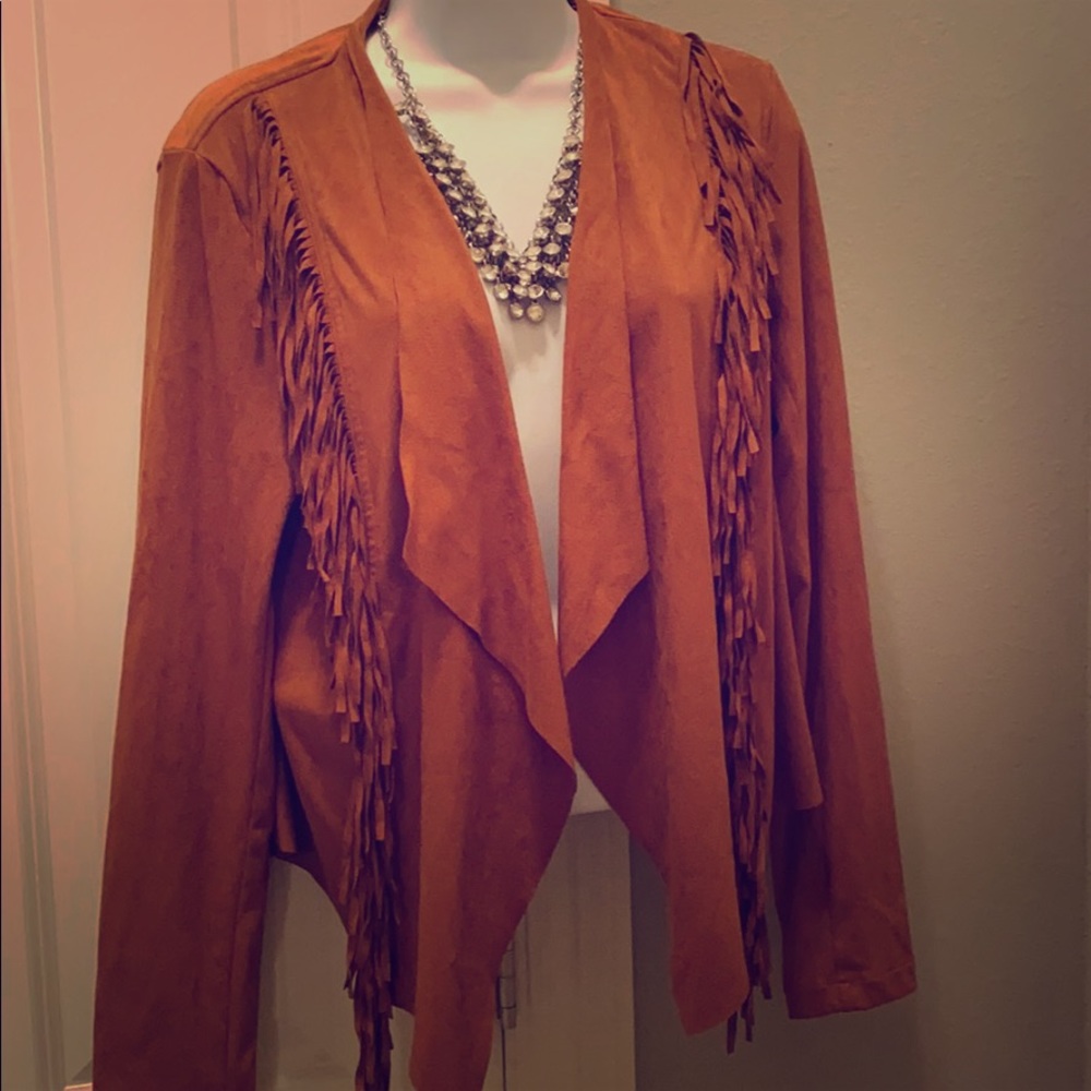 Faux Suede Fringe Jacket